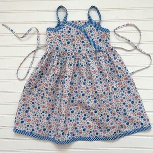 BROOKE LINDSAY EUC Floral Summer Spring Dress w/ Gingham Trim